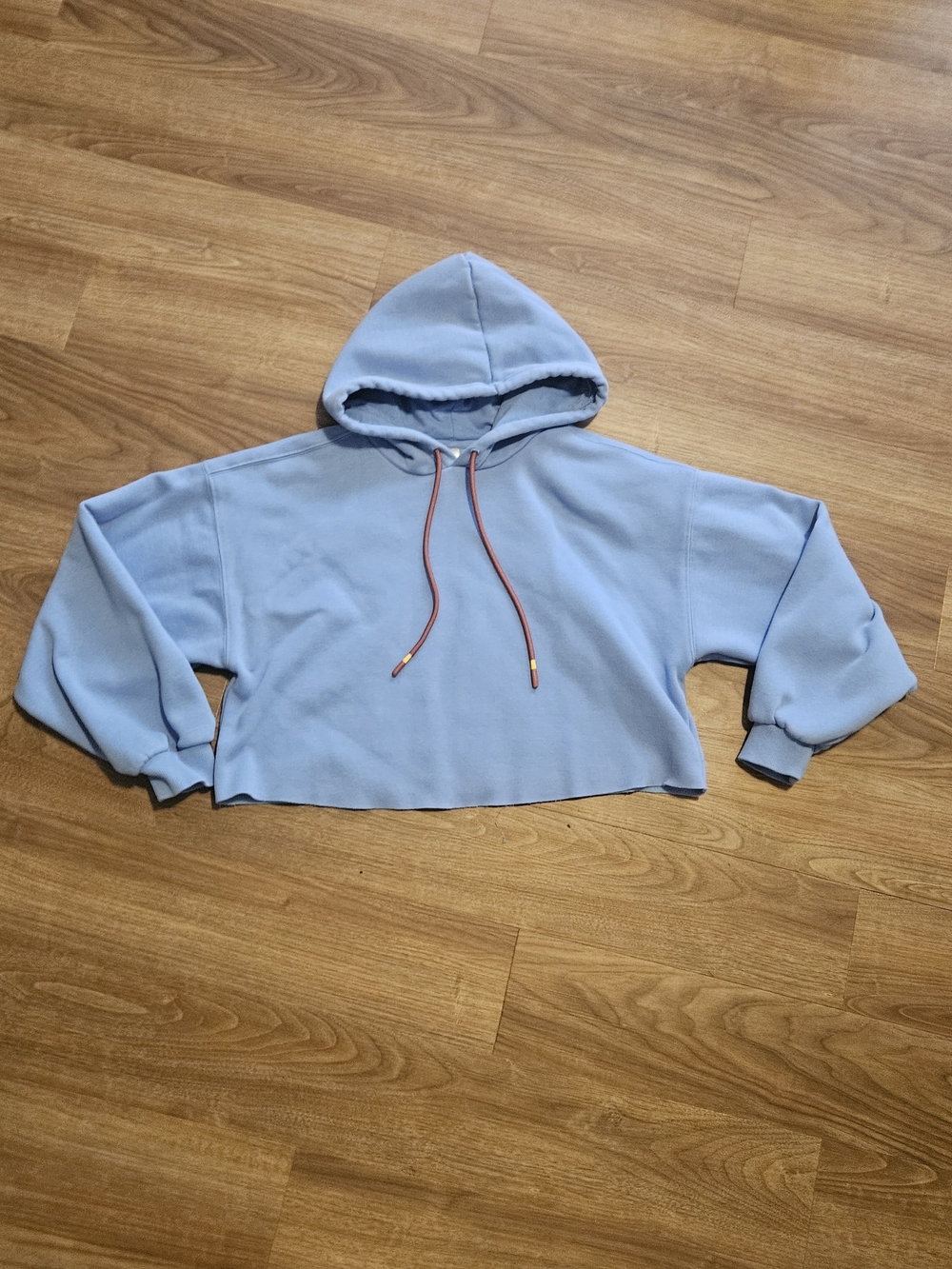 Fabletics Khloe Kardashian Cropped Light Blue Hooded Sweatshirt